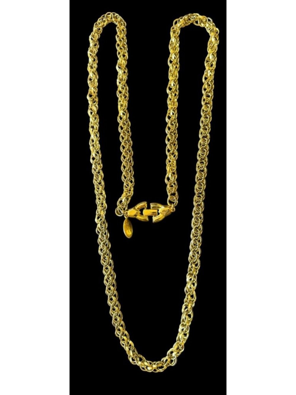 Vintage Long Lucien Piccard Signed Heavy Multi Chain Gold Tone Necklace 40”